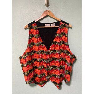 Vintage Basic Editions Plus Women's Pumpkin Orange & Black Pumpkin Vest Size 26w